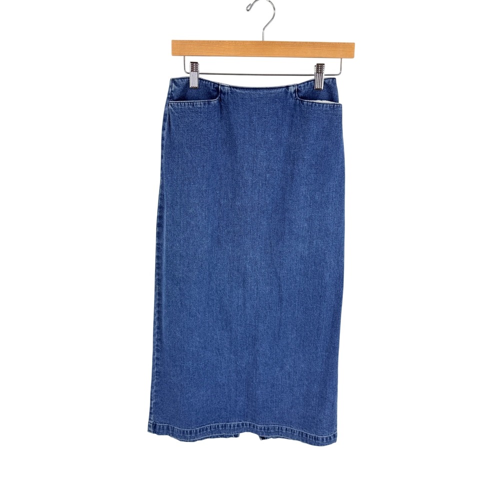 Vintage 90s Talbots Denim Midi Blue 4P Western Long Jean Skirt Petite Versatile